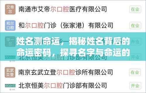 姓名背后的命运密码，探寻名字与命运的神秘联系揭秘命运真相